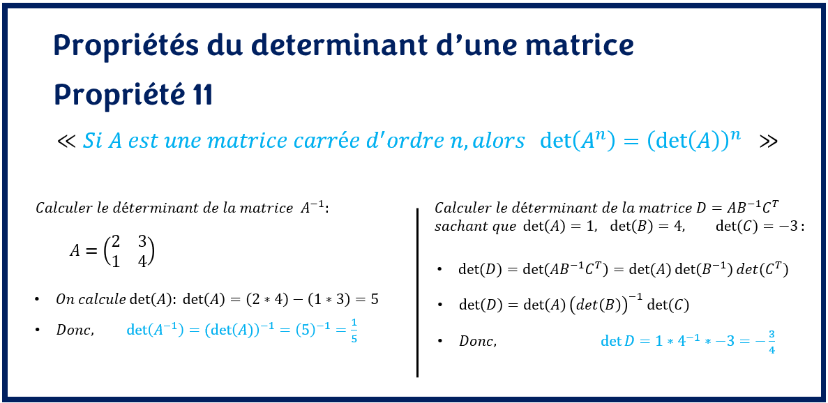 PROPRIÉTÉS DU DÉTERMINANT D UNE MATRICE