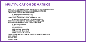 multiplication de matrice