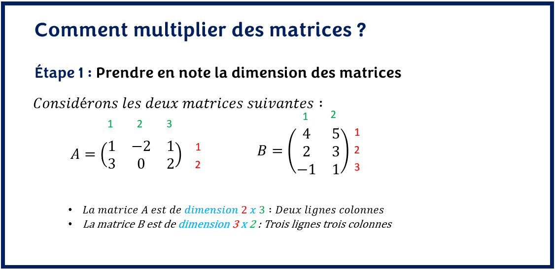 Etape 1 Prendre en note la dimension des matrices