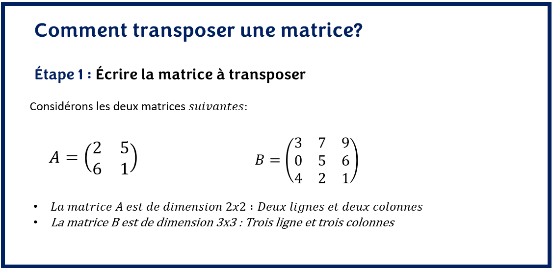 Étape 1_Écrire la matrice à transposer