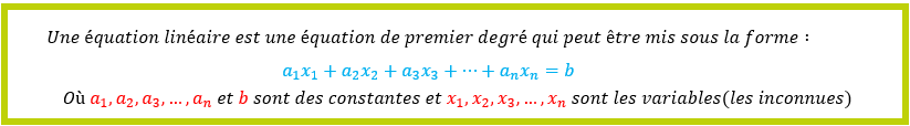 définition équation linéaire