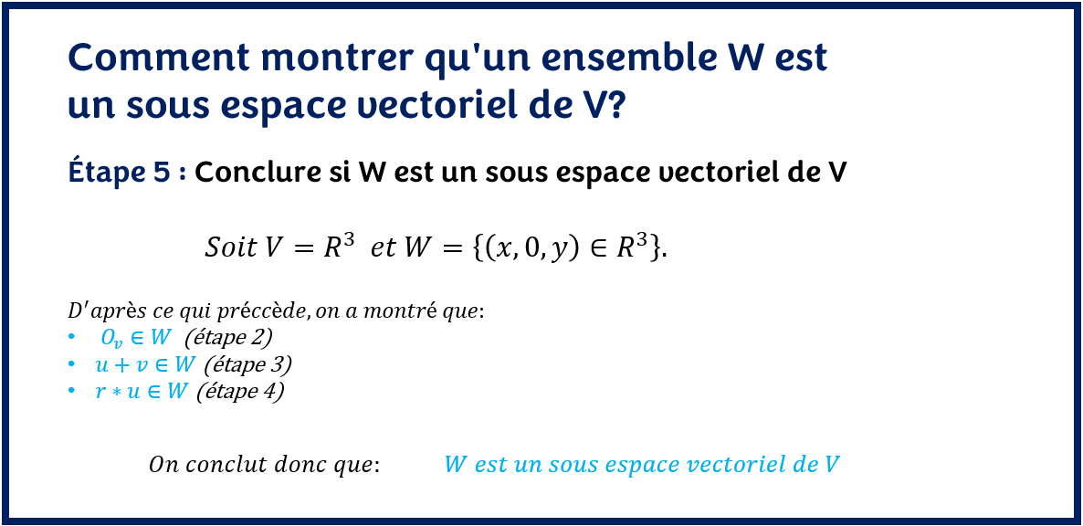 Conclure si W est un sous espace vectoriel de V