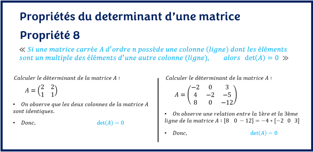 Propriété 8 du déterminant d'une matrice