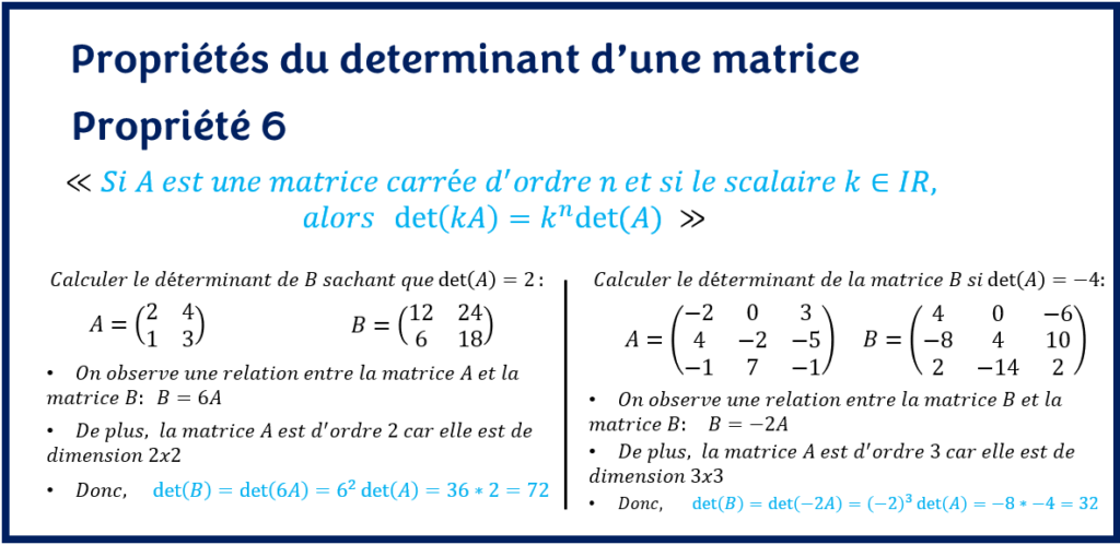 Propriété 6 du déterminant d'une matrice