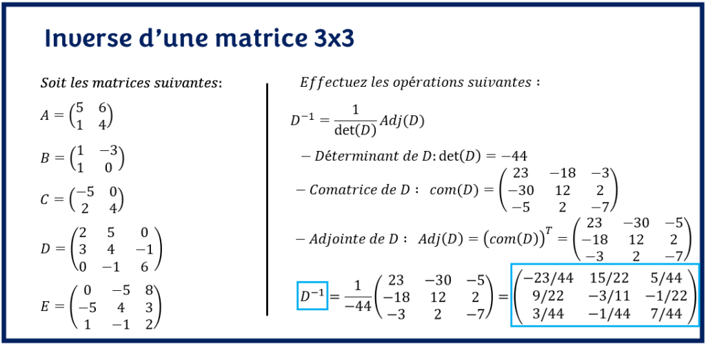 inverse matrice 3x3