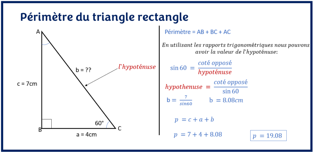 Périmètre du triangle rectangle