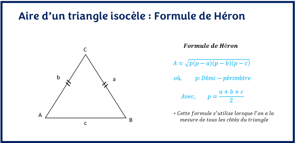 Formule de Héron dans un triangle isocèle 